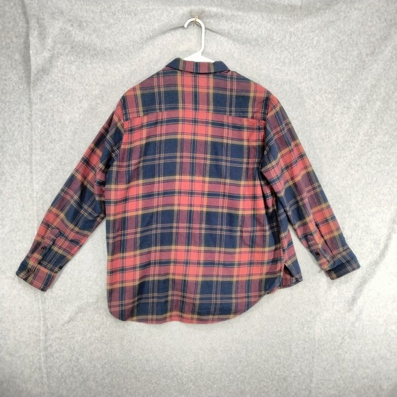 Madewell Button Down Shirt Womens Size L Red Blue Plaid Long Sleeve - Picture 8 of 11